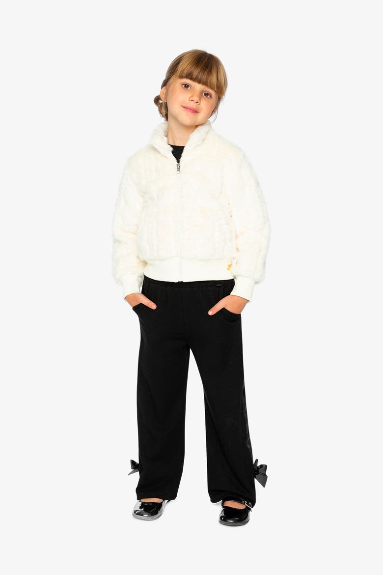Faux Fur Jacquard Zip Ribbed Cuff Jacket, Alternate, color, Beige
