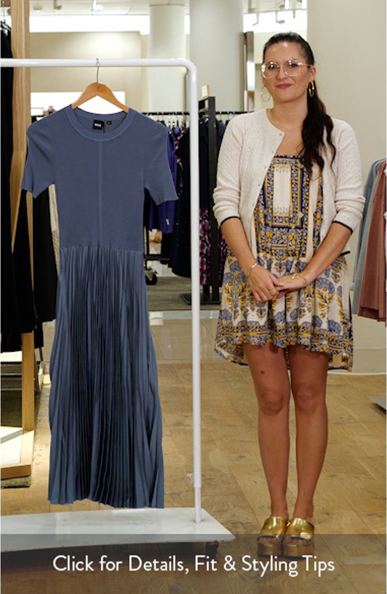 Fadridi Rib & Pleated Midi A-Line Dress, sales video thumbnail