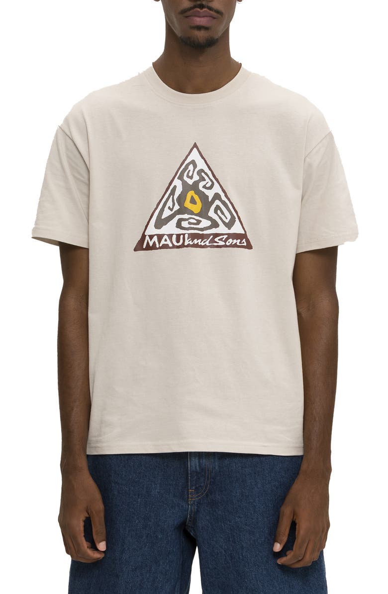 Maui & Sons Infinity Triangle Graphic Print Cotton T-Shirt, Main, color, Cement