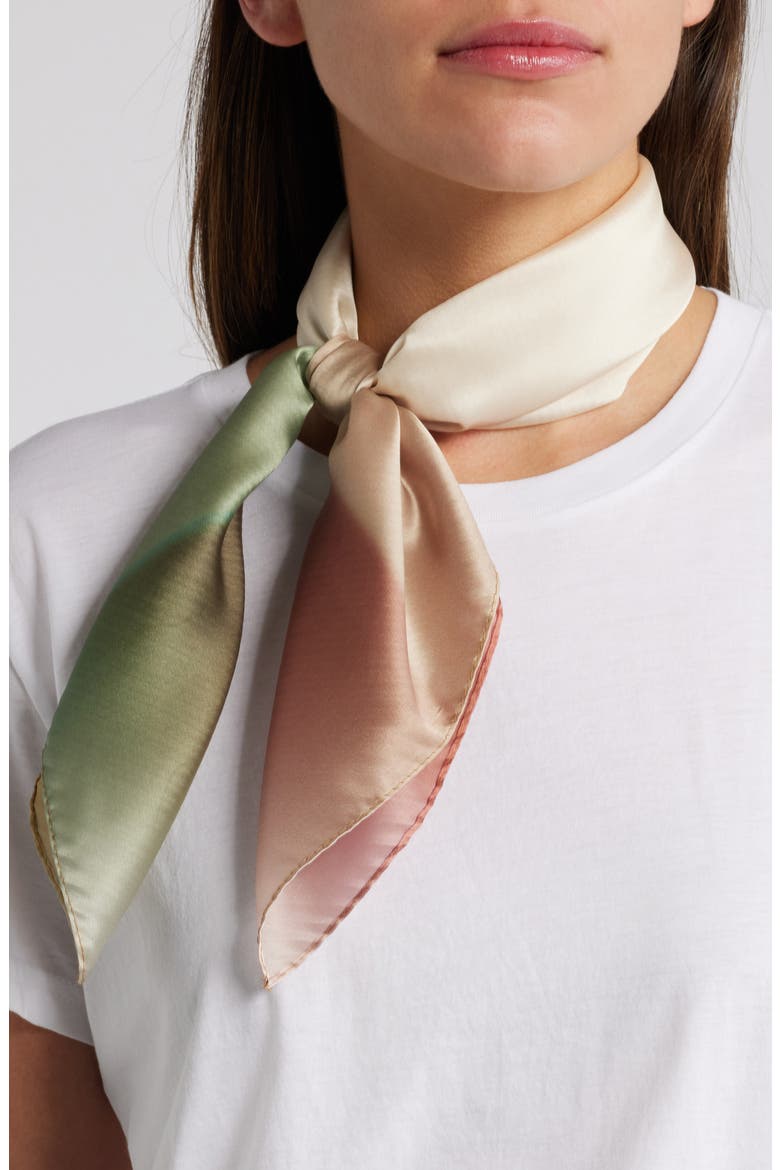 Pleated Satin Scarf, Main, color, RUST- OLIVE ARLETTA AURA