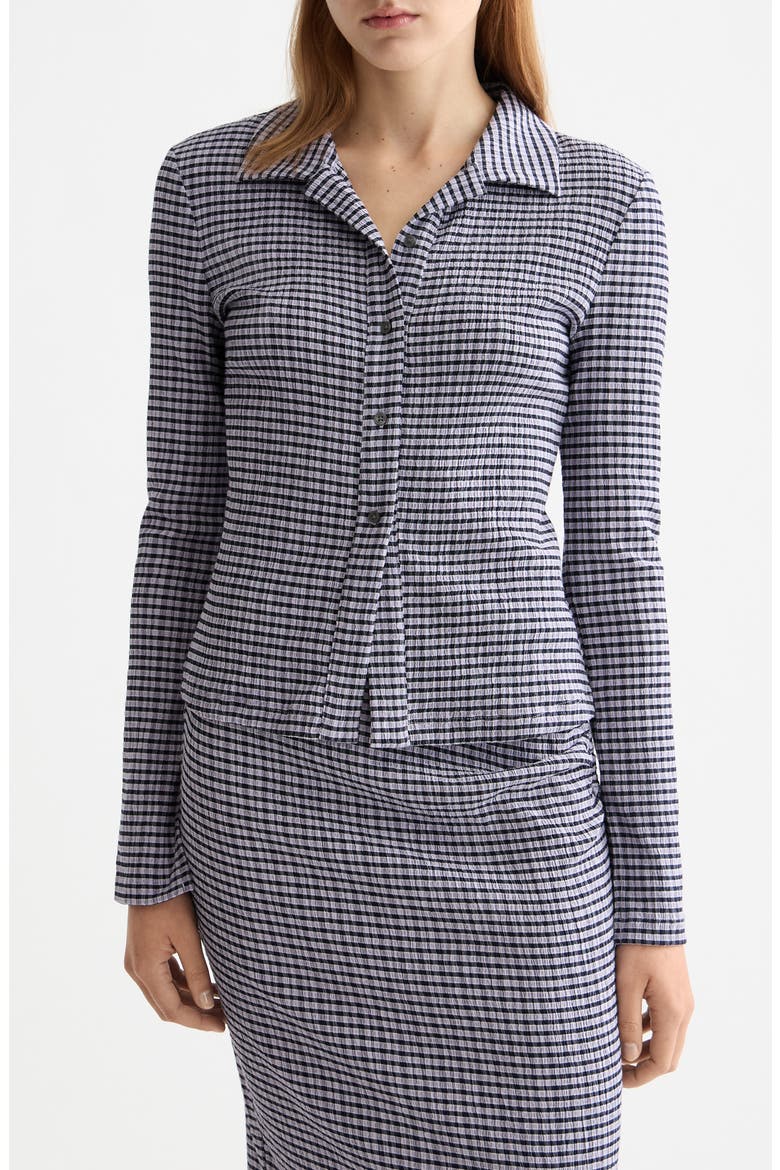 Textured Gingham Button-Up Shirt, Main, color, SKY CAPTAIN/ LANGUID LAVENDER