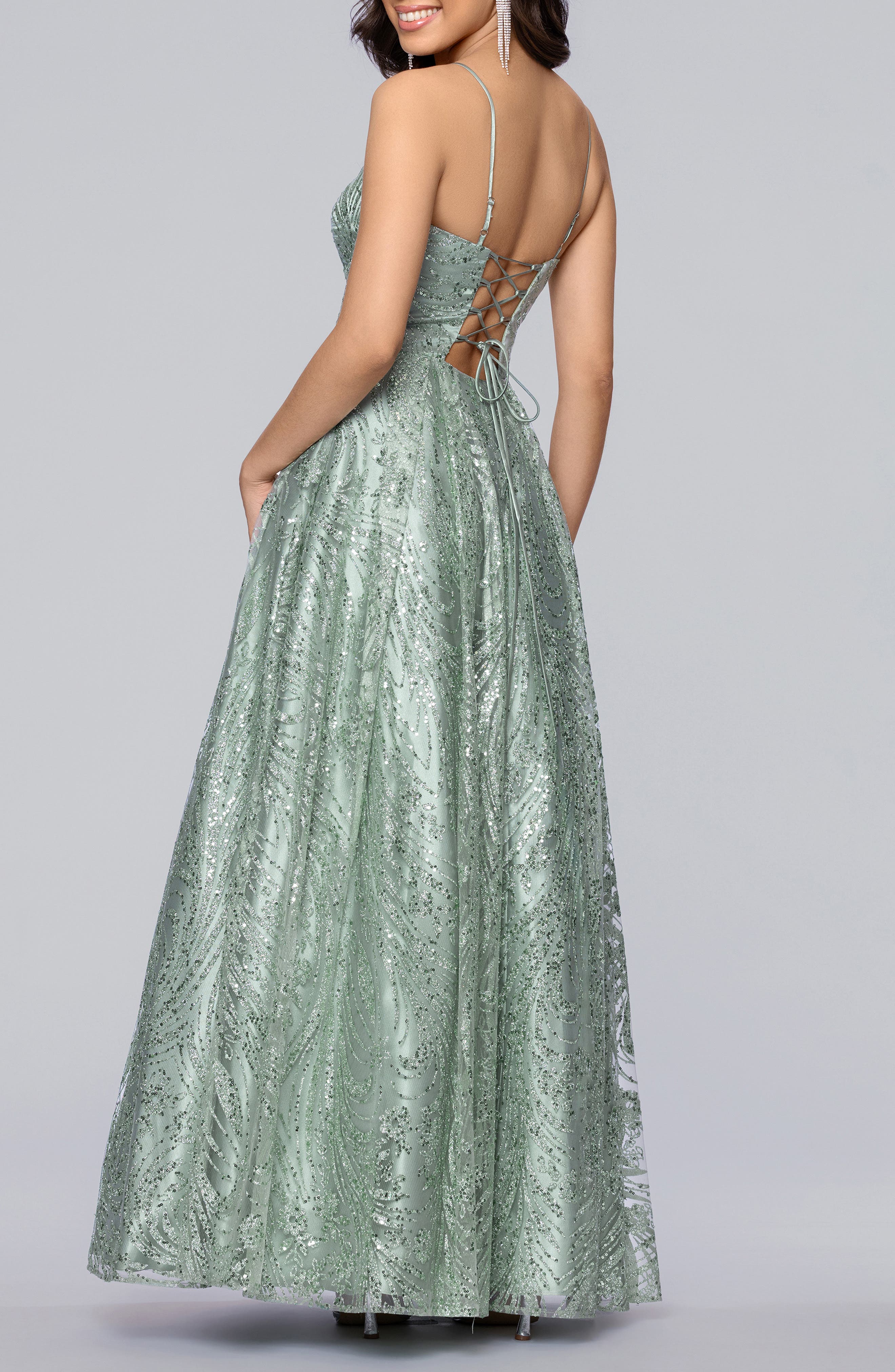 Glitter Sequin Illusion Bodice Ballgown - image 2