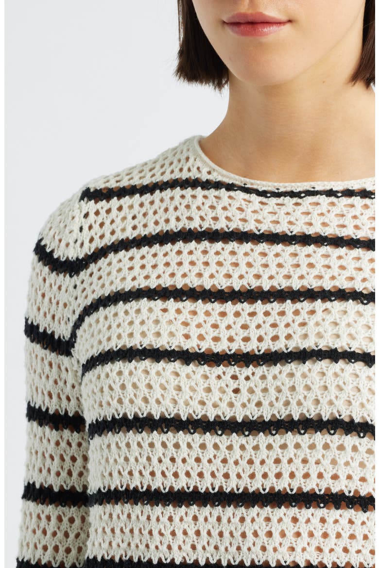 Stripe Open Stitch Sweater, Alternate, color, IVORY/ BLACK