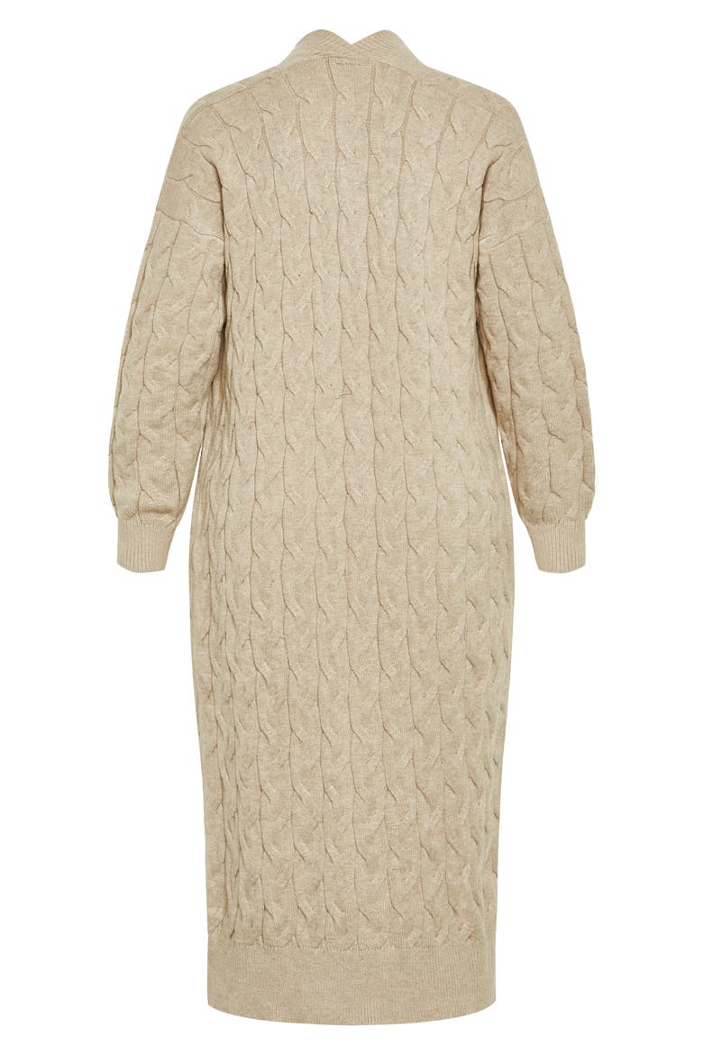 Charissa Cable Stitch Longline Cardigan, Alternate, color, CREAM