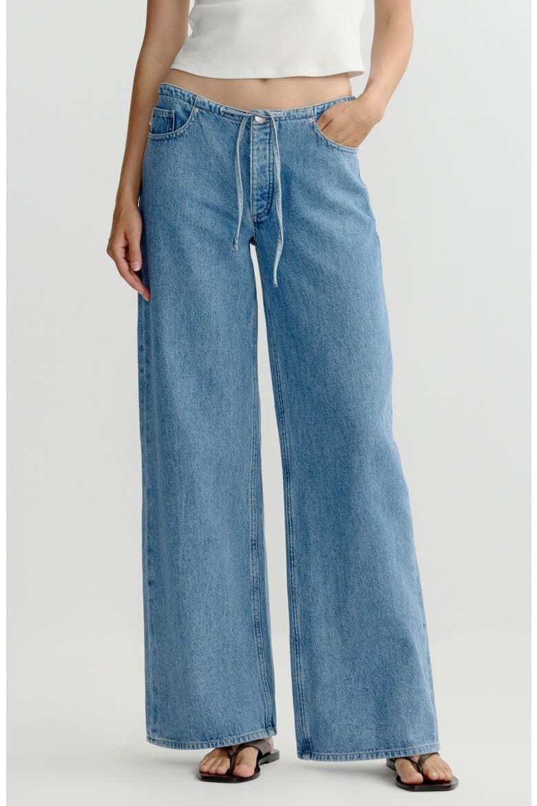 Sienna Drawstring Low Rise Relaxed Wide Leg Jeans, Main, color, RIVER AURA