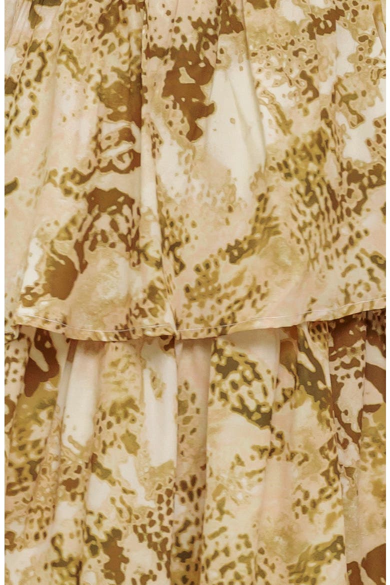 Abstract Print Tiered Maxi Dress, Alternate, color, TAUPE