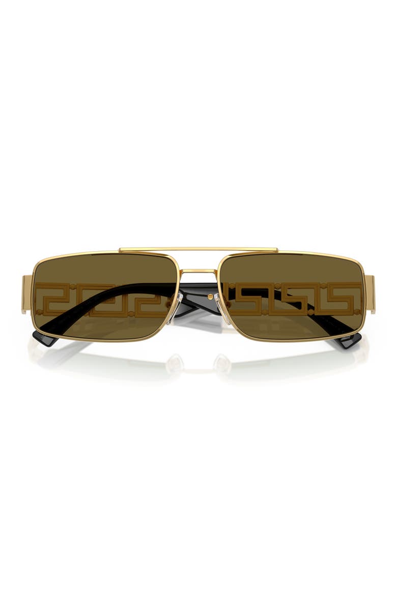 60mm Rectangular Sunglasses, Alternate, color, GOLD / DARK BROWN