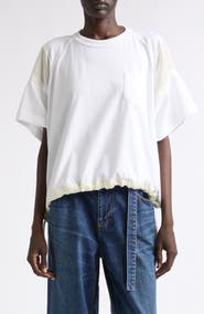 Sacai Oversize Satin & Cotton Jersey T-Shirt