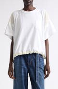 Sacai Oversize Satin & Cotton Jersey T-Shirt