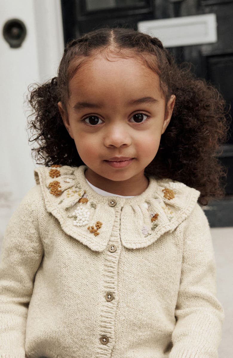 NEXT Kids' Embroidered Collar Cardigan, Alternate, color, Neutral