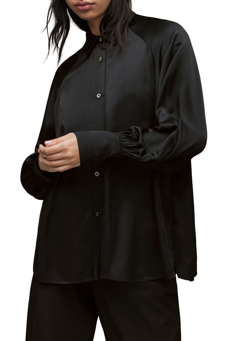 Oana Button-Up Shirt, Alternate, color, BLACK