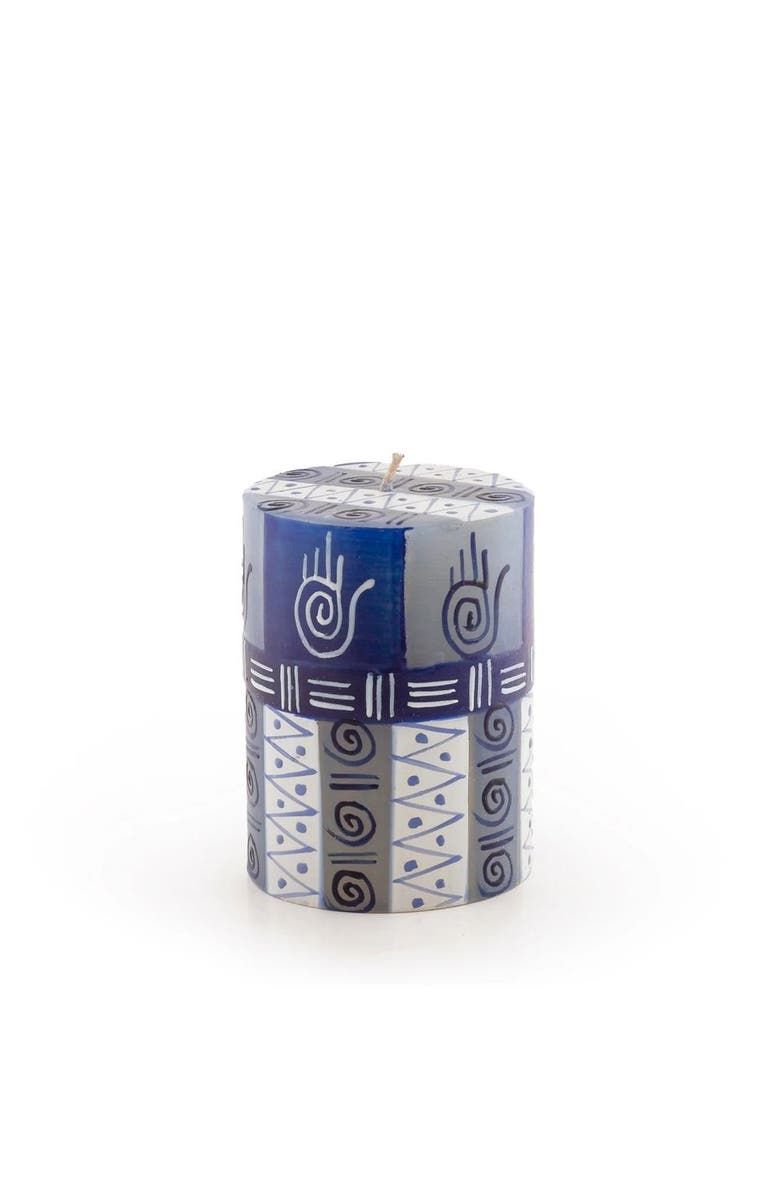 Thumbprint Artifacts Hamsa Painted Pillar Candle, Main, color, Hamsa - 3X4"