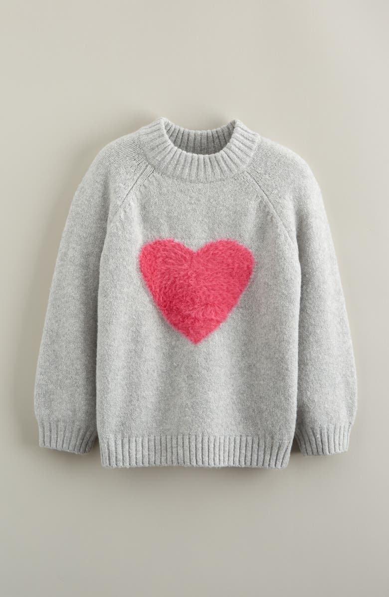 Tucker + Tate Kids' Fuzzy Icon Tunic Sweater, Main, color, Grey Light Heather Fuzzy Heart