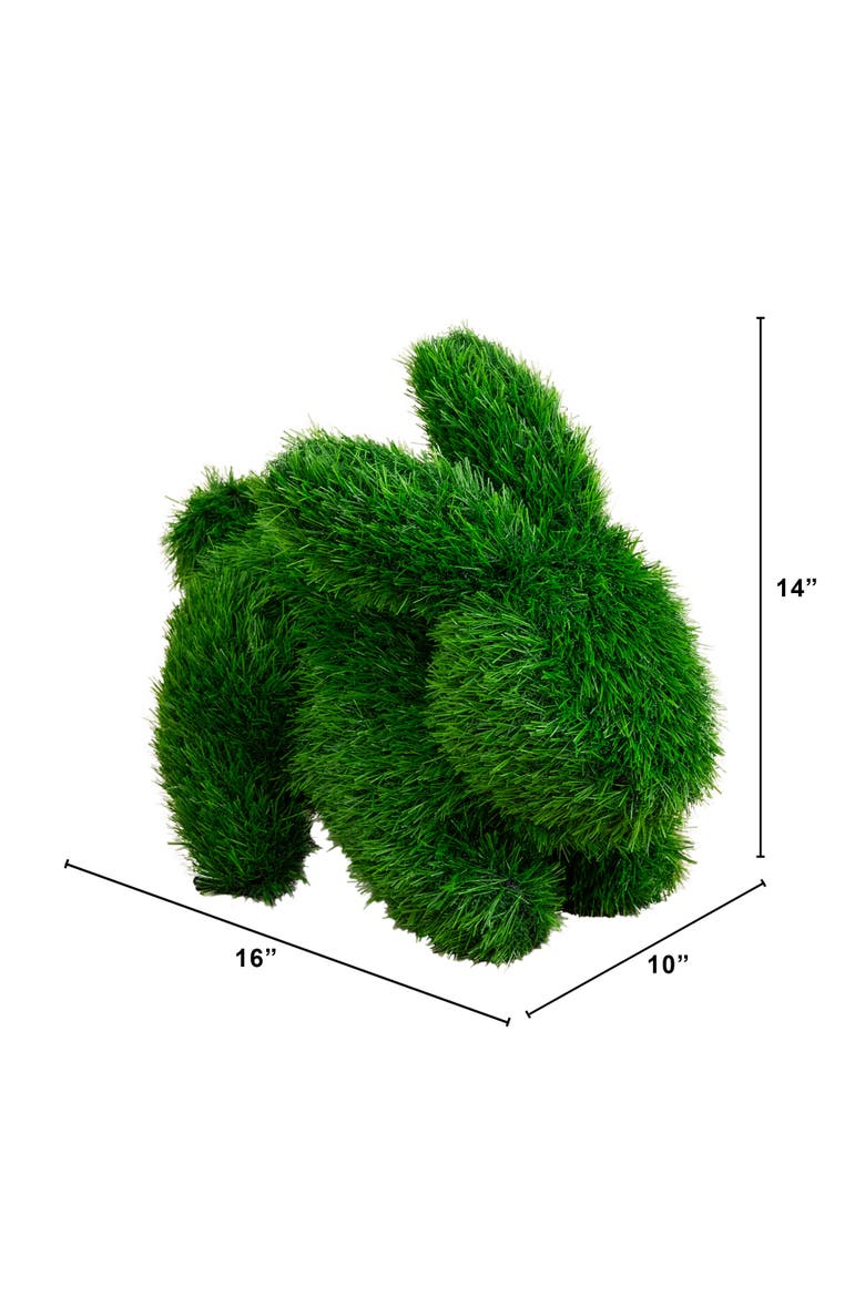 13-in UV Resistant Artificial Grass Garden Plush Topiary Bunny Rabbit, Alternate, color, Green