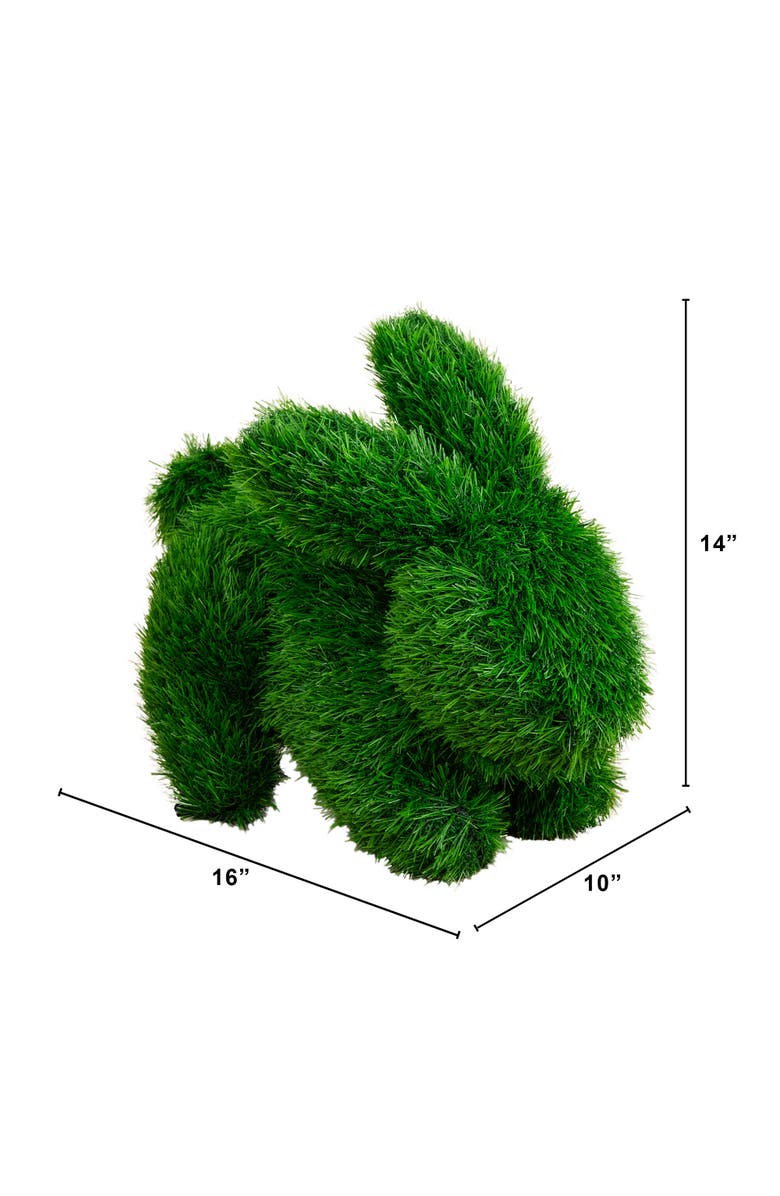 NEARLY NATURAL 13-in UV Resistant Artificial Grass Garden Plush Topiary Bunny Rabbit, Alternate, color, Green