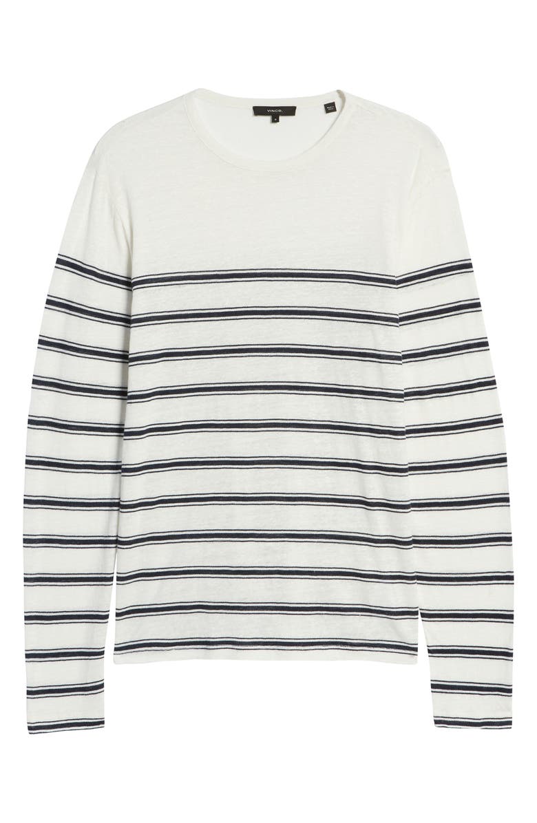 Vince Stripe Crewneck Linen Sweater, Alternate, color,