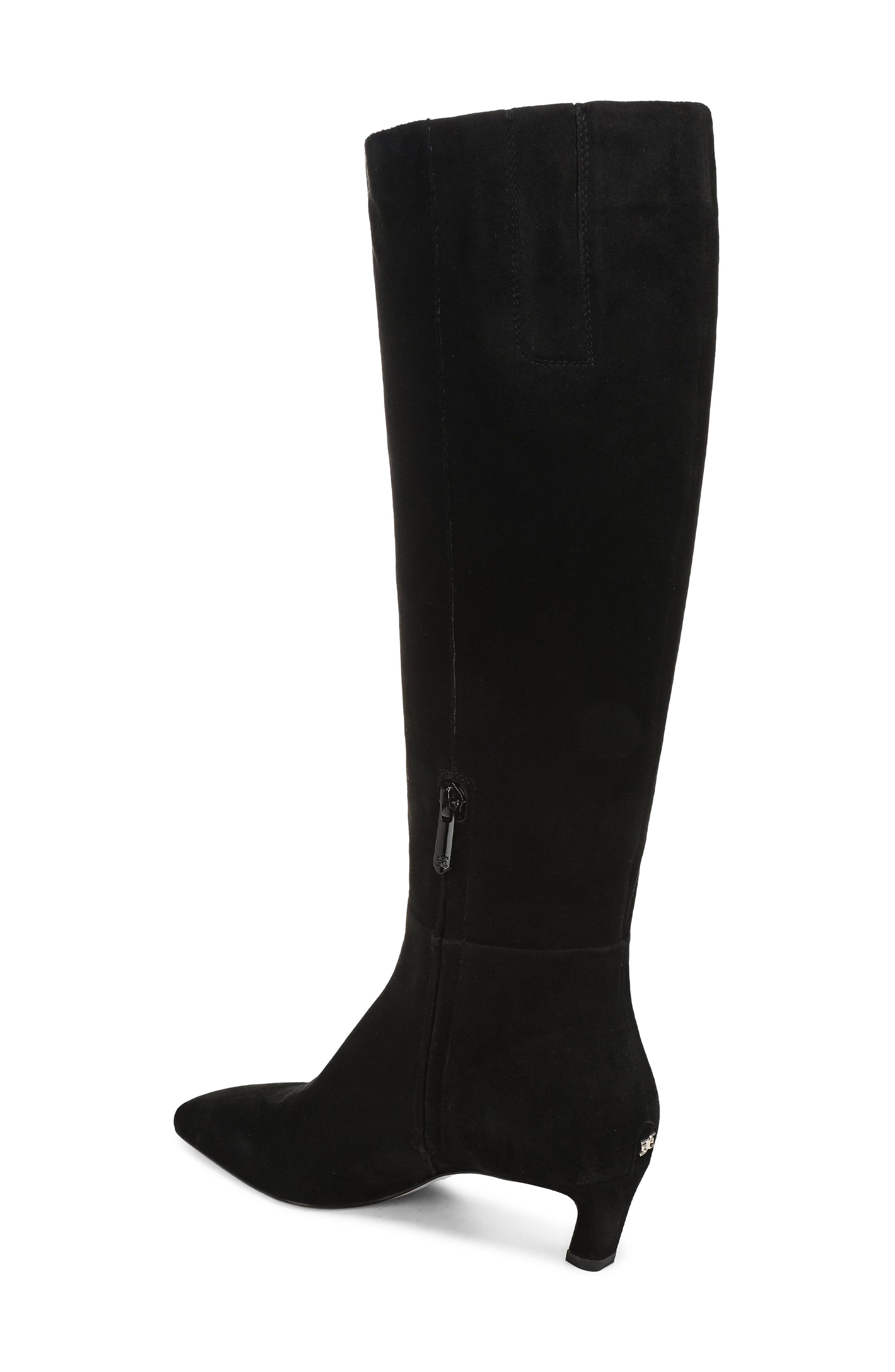 Perla Knee High Leather Boot, Alternate, color, BLACK SUEDE