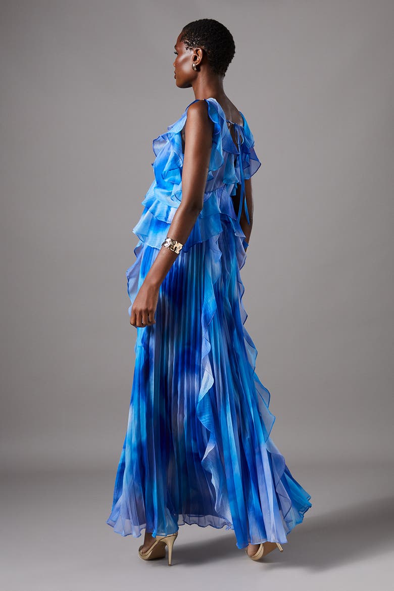 Sleeveless V-Neck Chiffon Maxi Dress, Alternate, color, Blue