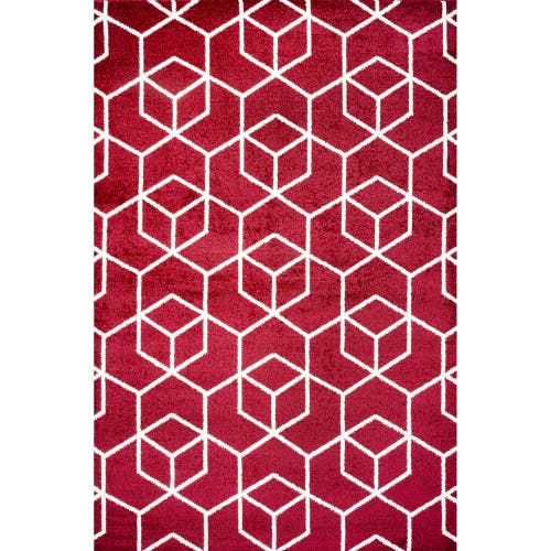 Jonathan Y Tumbling Blocks Modern Geometric Area Rug In Red/white