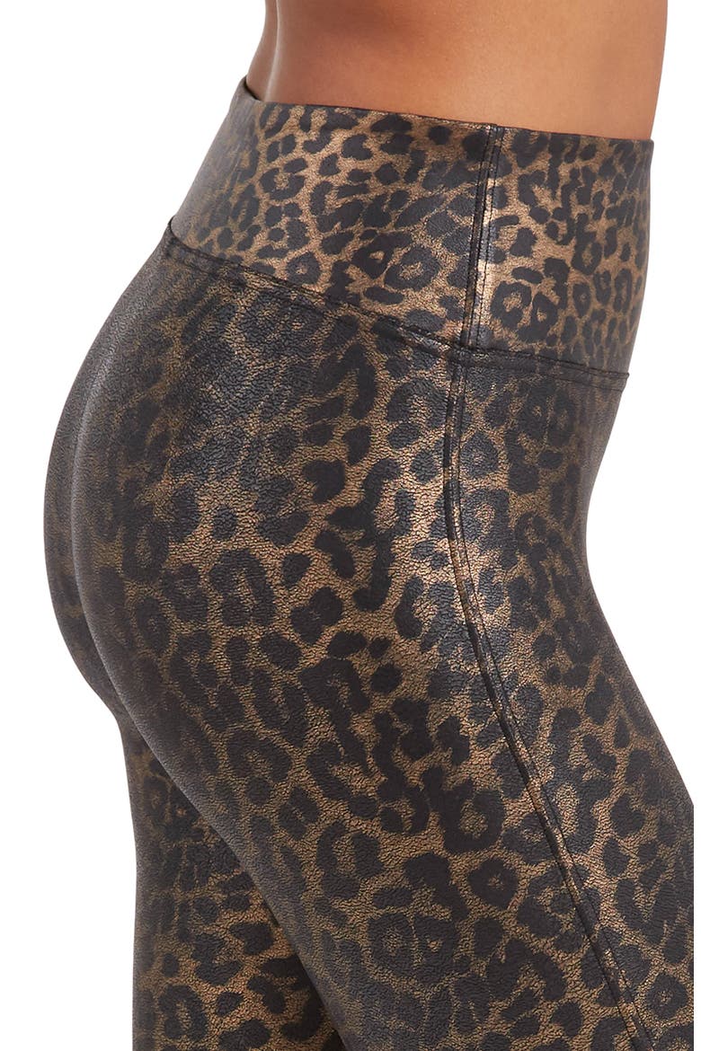 Leopard Print Faux Leather Leggings (, Alternate, color, LEOPARD SHINE
