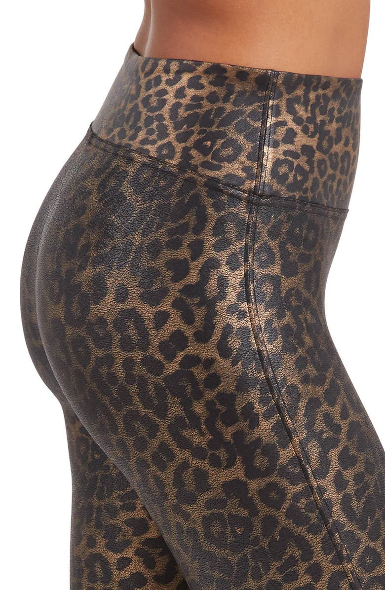 SPANX<sup>®</sup> Leopard Print Faux Leather Leggings (, Alternate, color, Leopard Shine
