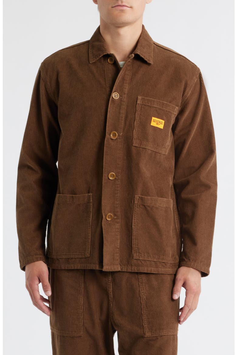Organic Cotton Corduroy Button-Up Chore Coat, Alternate, color, BARK