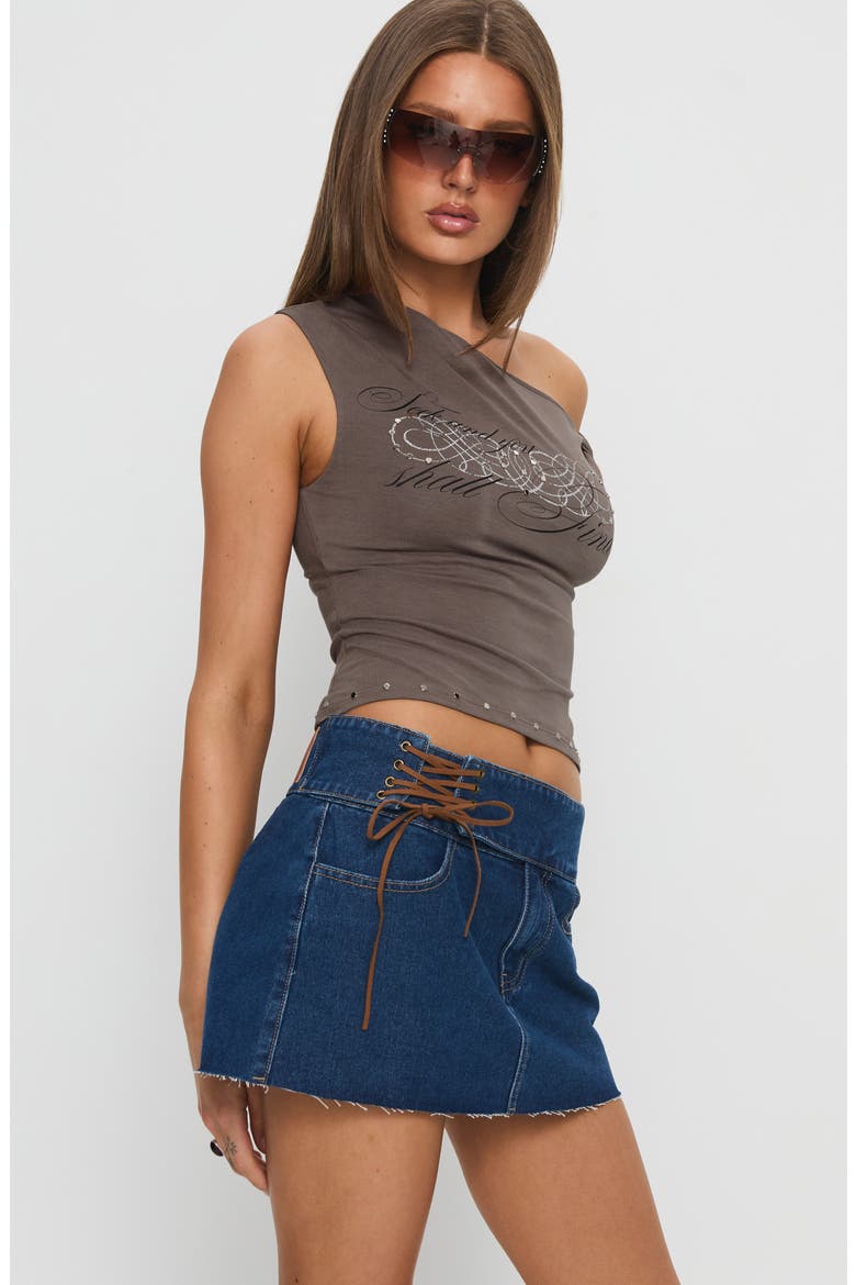 Indie Tie Up Denim Miniskirt, Alternate, color, BLUE