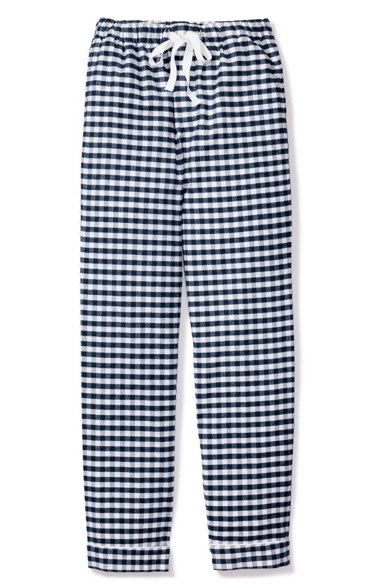 Petite Plume Gingham Twill Pajama Pants, Main, color, Navy
