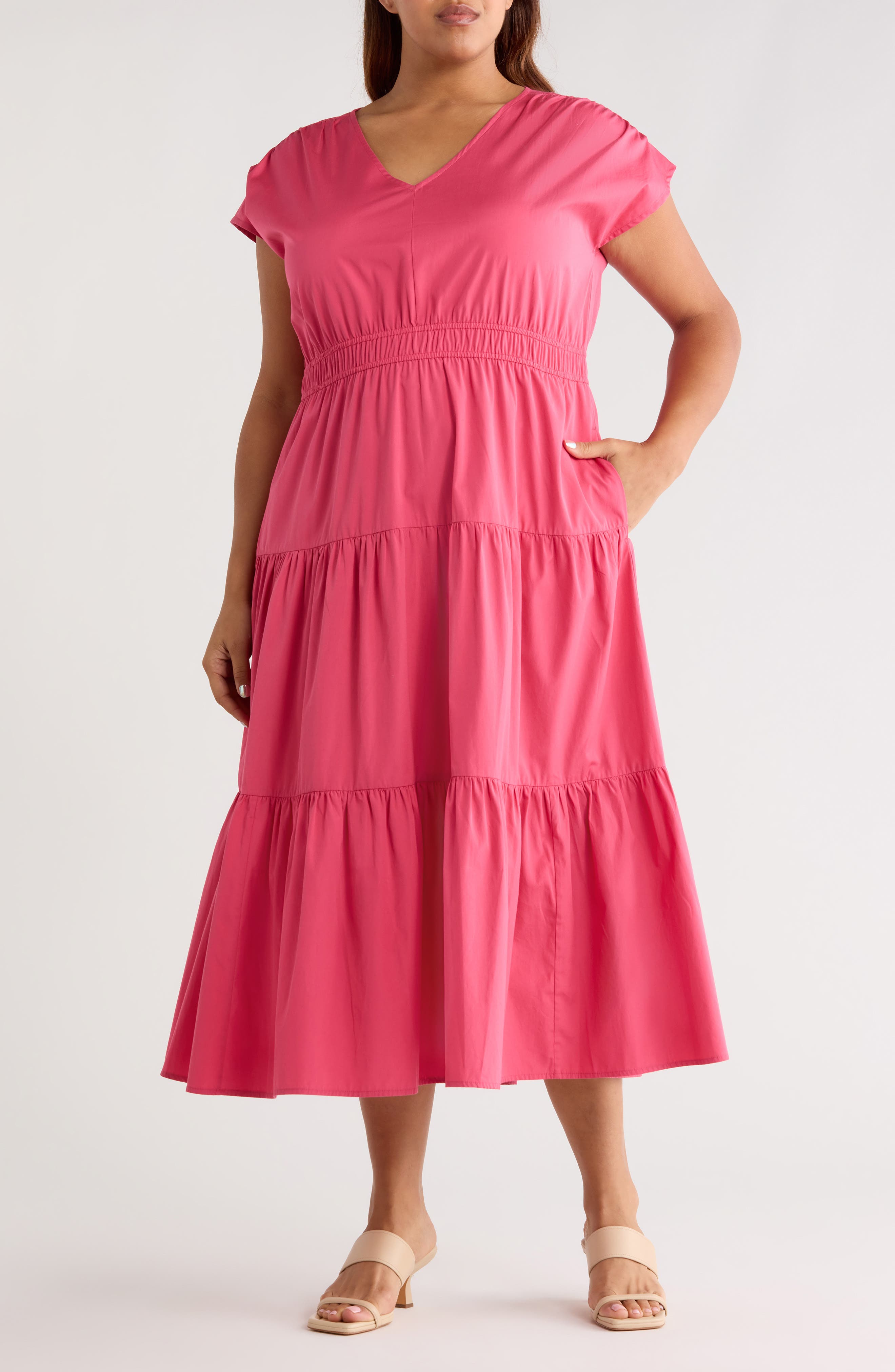 Tiered Cotton Poplin Dress