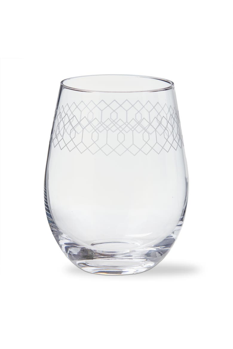 Fitz Etched Stemless Wine Glass Clear Glass 18 oz 3.5x3.5x5 in, Main, color, Clear
