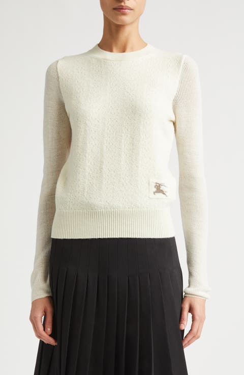 Constance Equestrian Knight Design Patch Crewneck Sweater