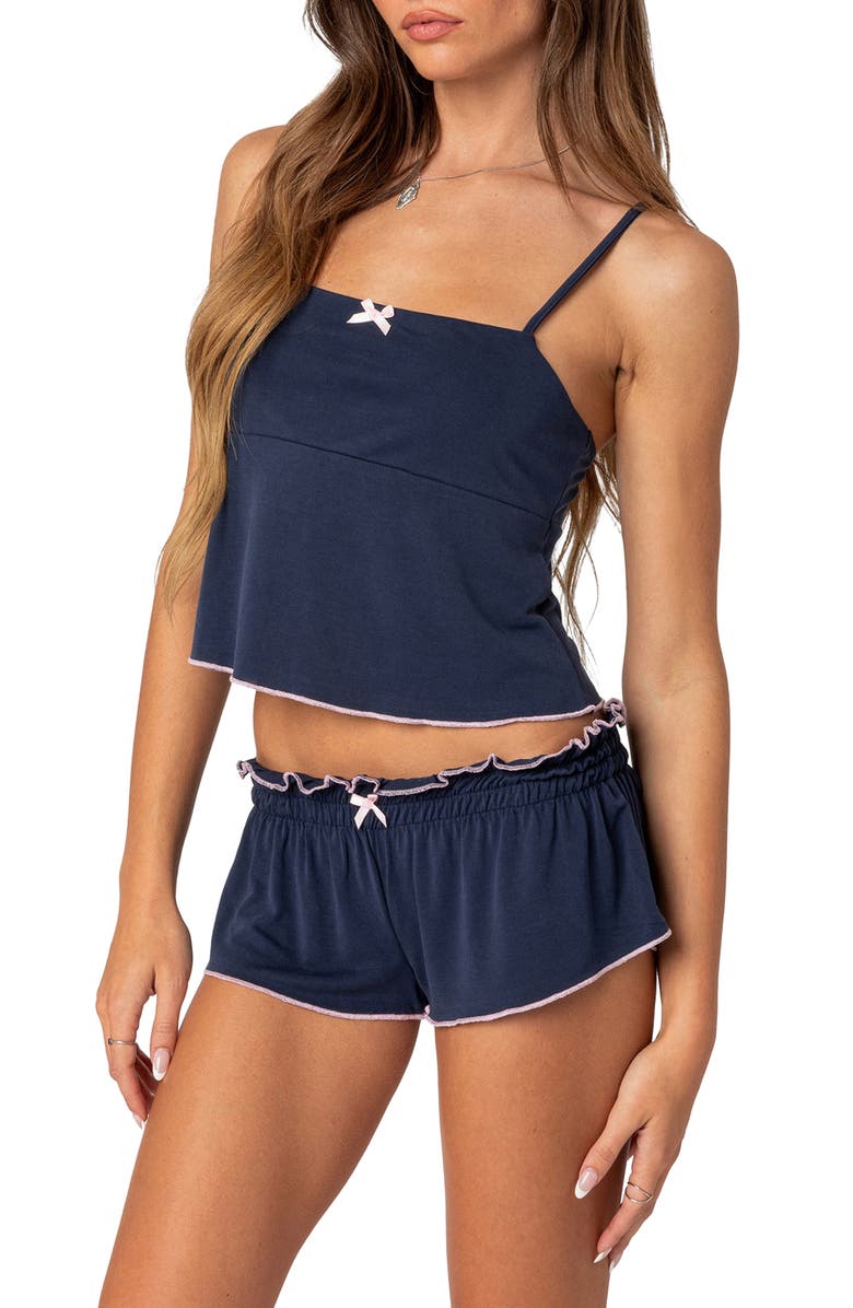 EDIKTED Alice Peplum Camisole, Alternate, color, Navy