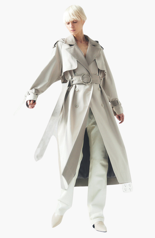 Caalo Sustainable Water Resistant Trench Coat In Gray