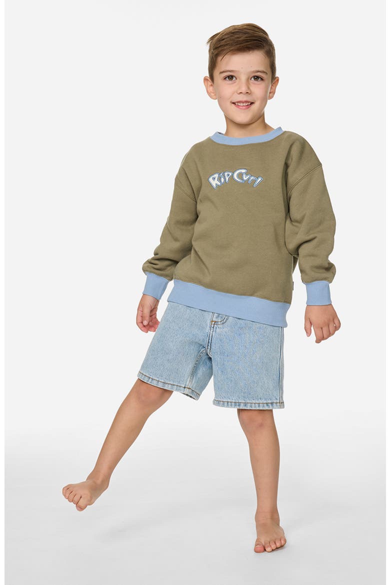 Kids' Ride the Wave Oversize Crewneck Sweatshirt, Alternate, color, SURPLUS GREEN