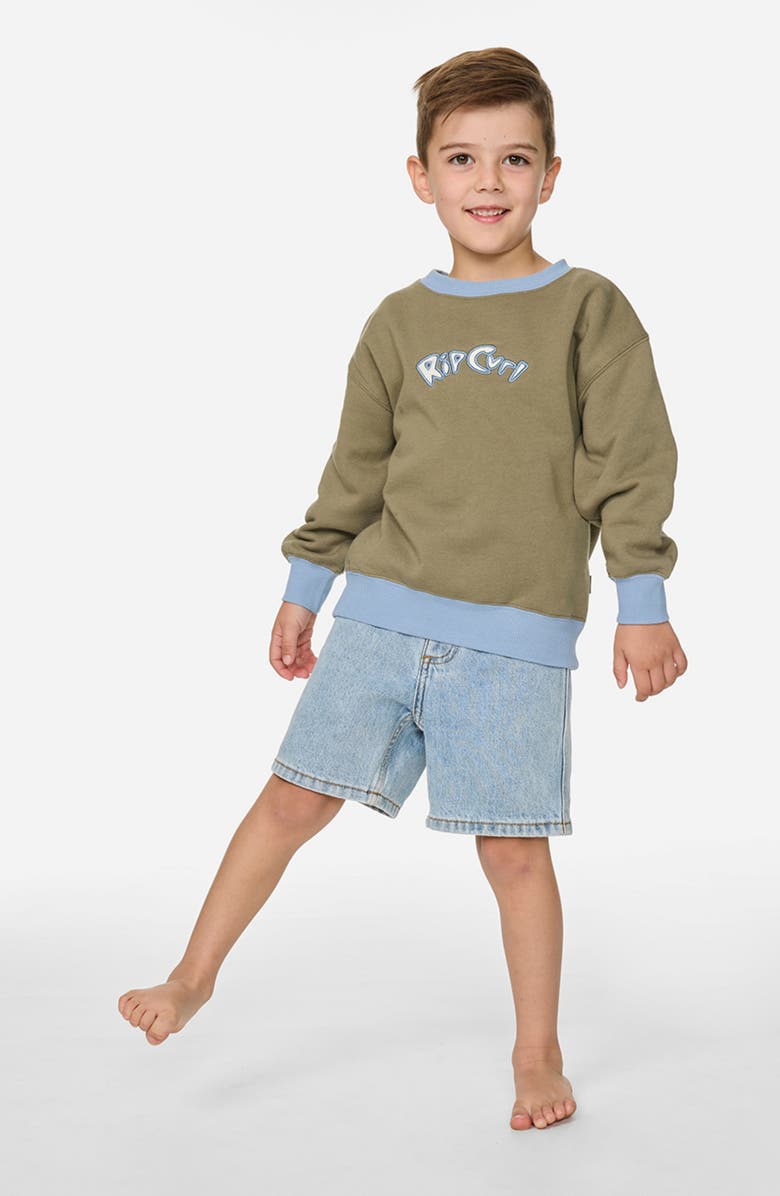 Rip Curl Kids' Ride the Wave Oversize Crewneck Sweatshirt, Alternate, color, Surplus Green