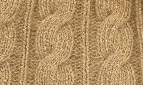 Portolano Cashmere Cable Knit Beanie In Brown