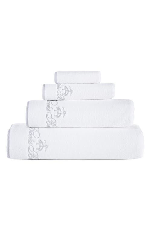 Brooks Brothers Contrast Frame 2 Piece Turkish Cotton Bath Towel Set Bedding In White