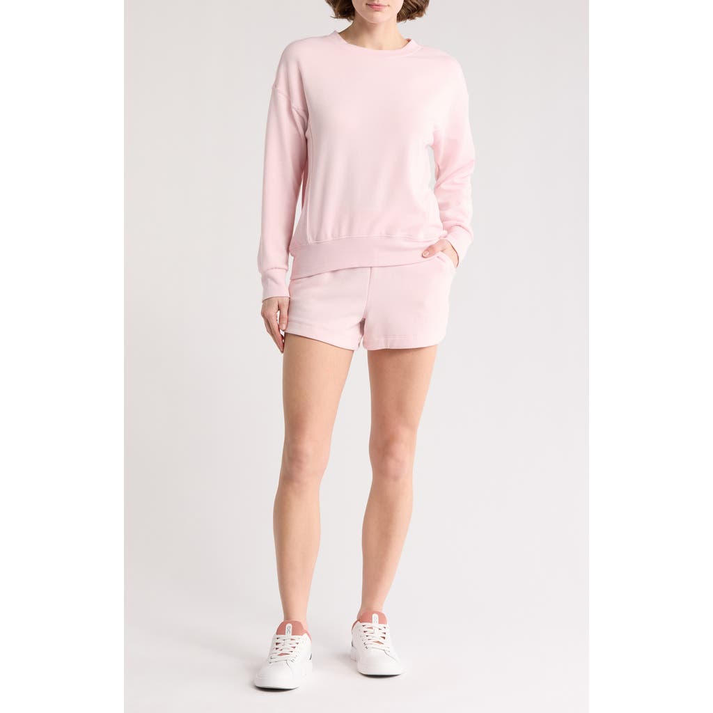 Rbx Fleece Sweatshirt & Shorts Set In Puff Pink
