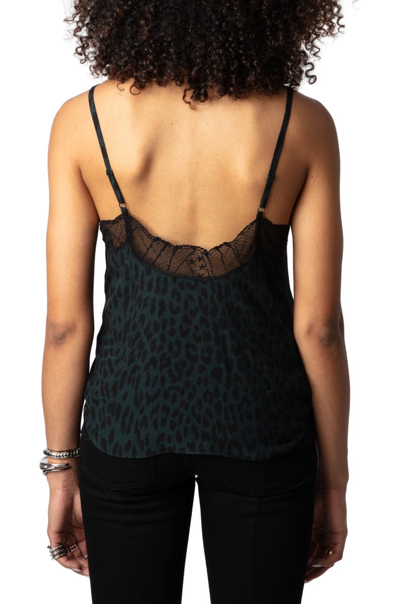 Zadig & Voltaire Leopard Lace Trim Camisole, Alternate, color, 