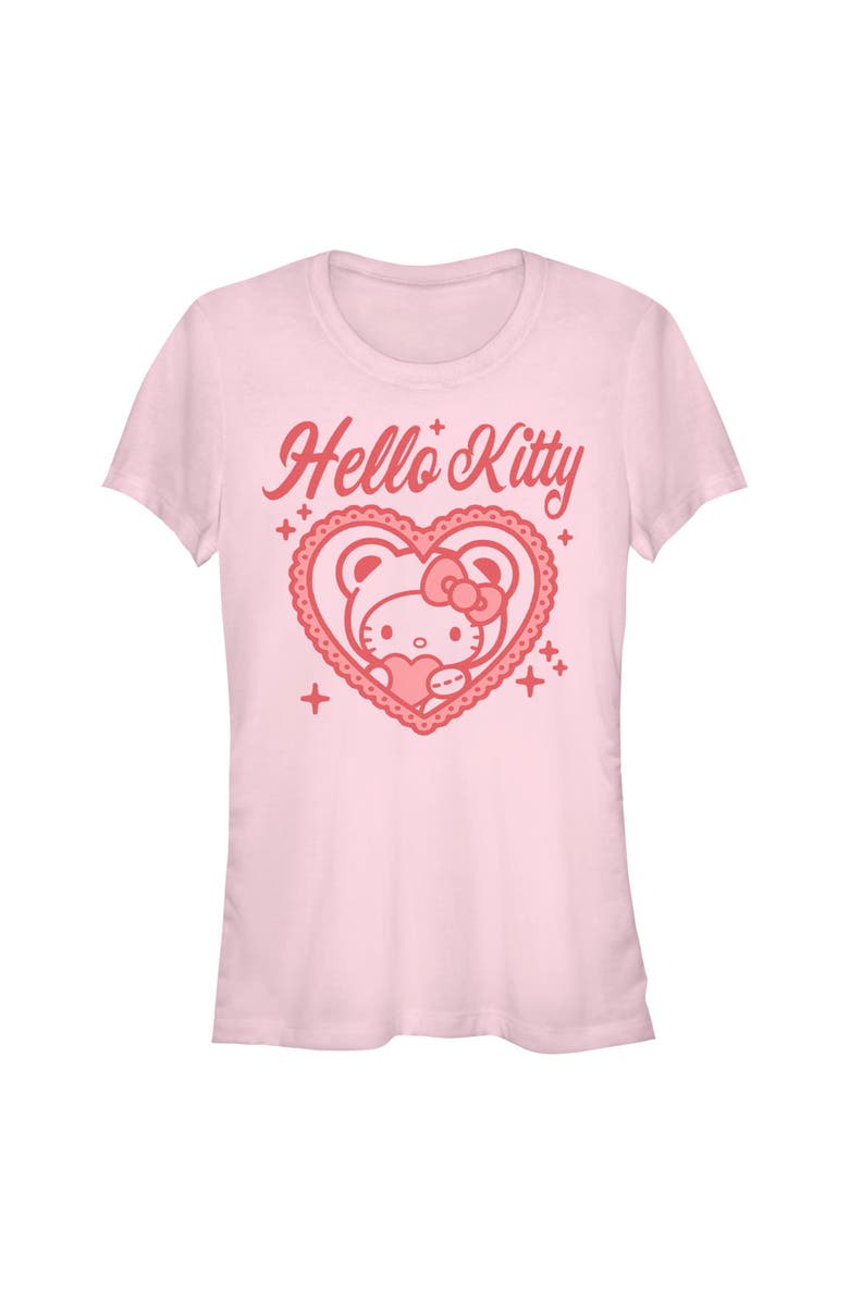 Hello Kitty Junior's Hello Kitty Cute Hello Kitty Heart Graphic T-Shirt, Main, color, Light Pink