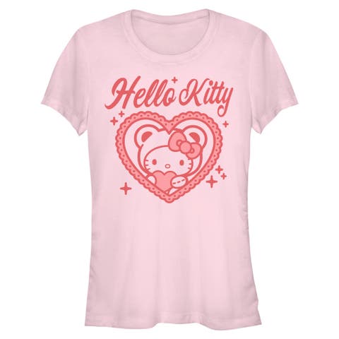 Junior's Hello Kitty Cute Hello Kitty Heart  Graphic T-Shirt