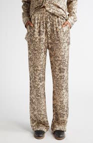 Golden Goose Floral Print Silk Blend Pajama Pants