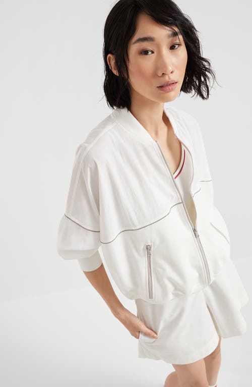 Brunello Cucinelli Paneled Sweatshirt With Monili In White