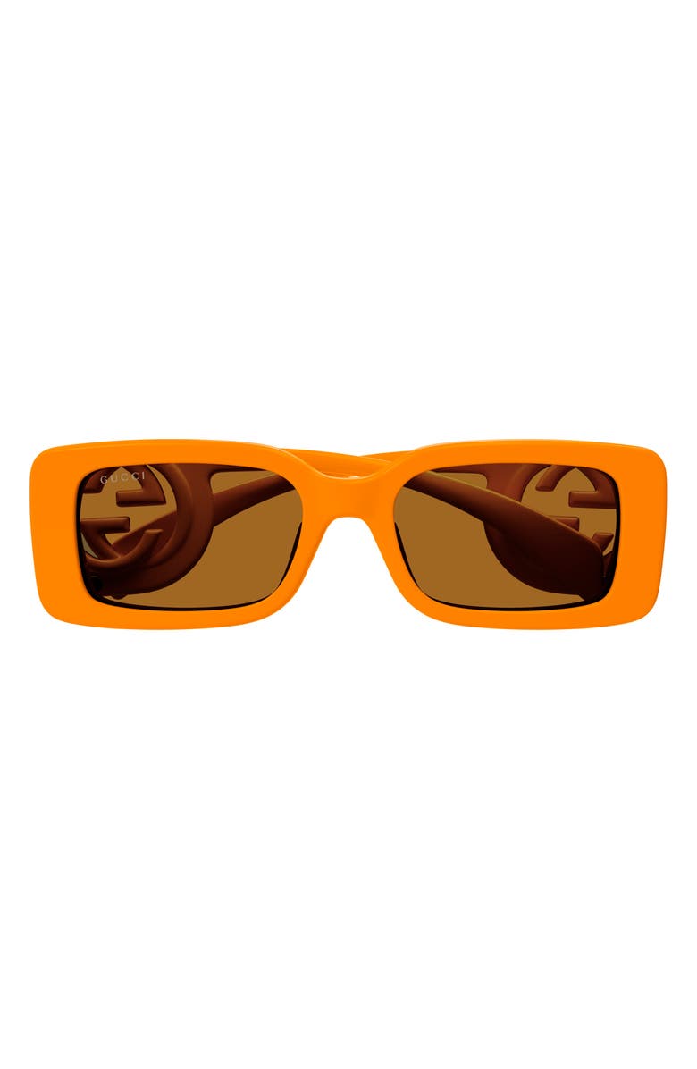 Gucci 54mm Rectangular Sunglasses, Main, color, Orange