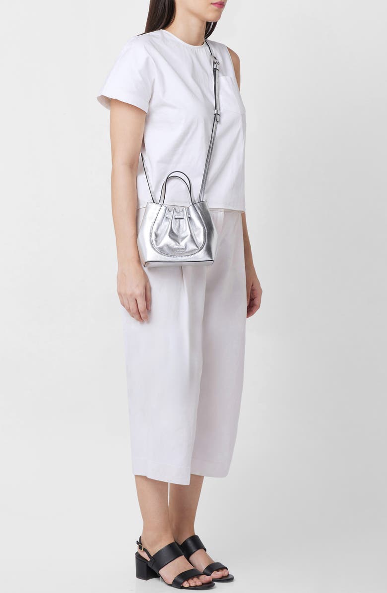 behno Mini Katrina Metallic Leather Crossbody Tote, Alternate, color, Silver