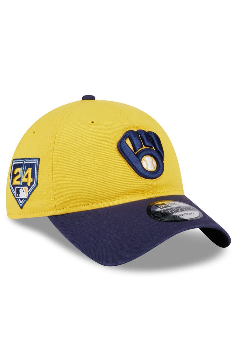 New Era Men's New Era  Gold/Navy Milwaukee Brewers 2024 Spring Training 9TWENTY Adjustable Hat, Main, color, 
