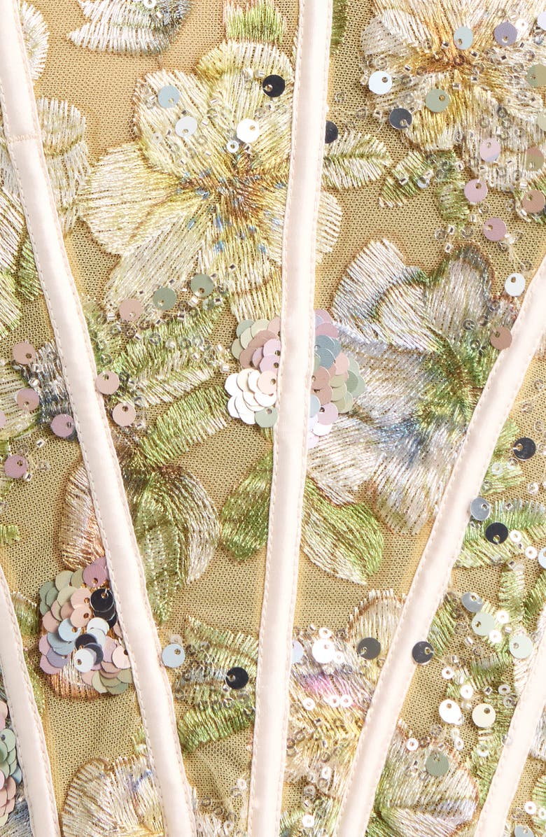 KILO BRAVA Sweetheart Embroidered Bustier, Alternate, color, Champagne Sparkle