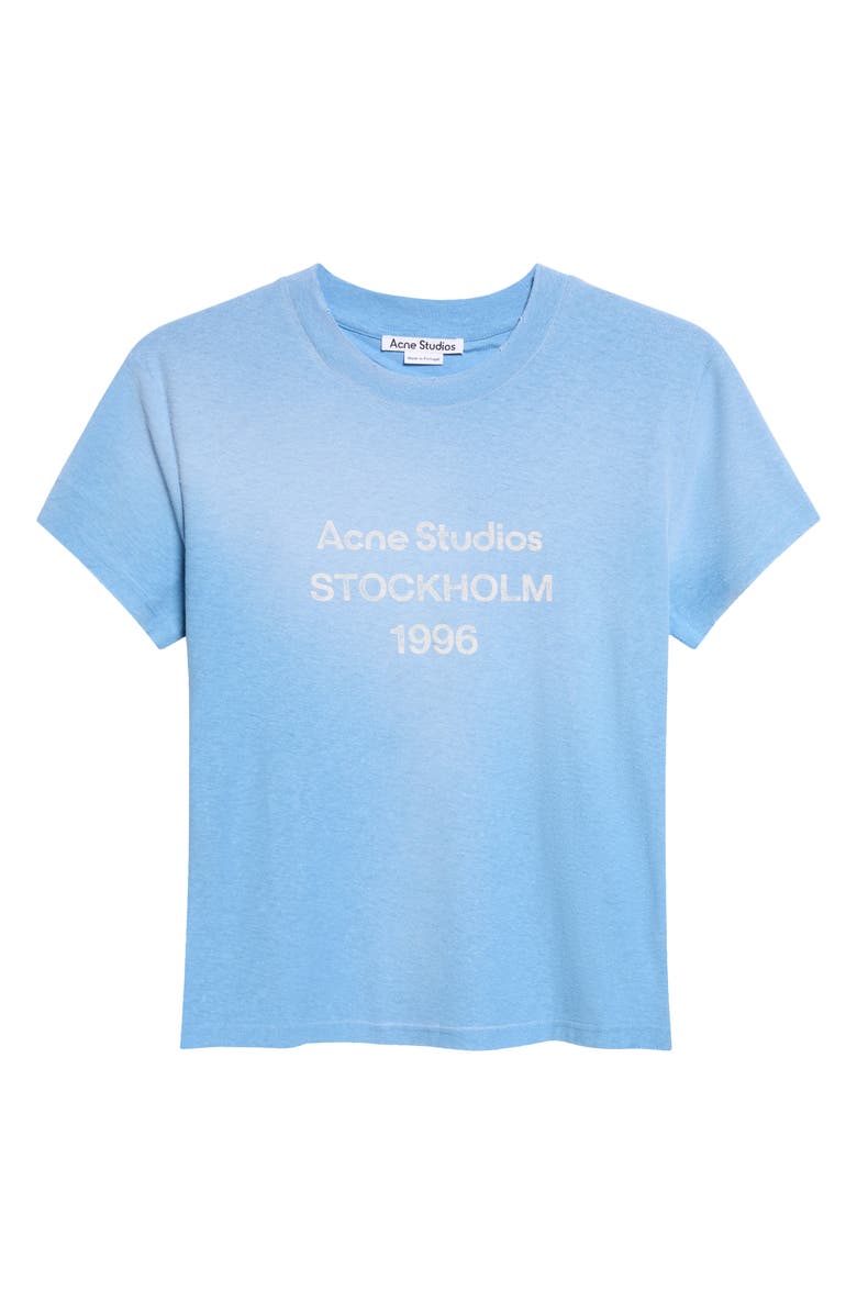 Acne Studios Etza U 1996 Strayed Logo Cotton & Hemp Graphic T-Shirt, Main, color, Cornflower Blue