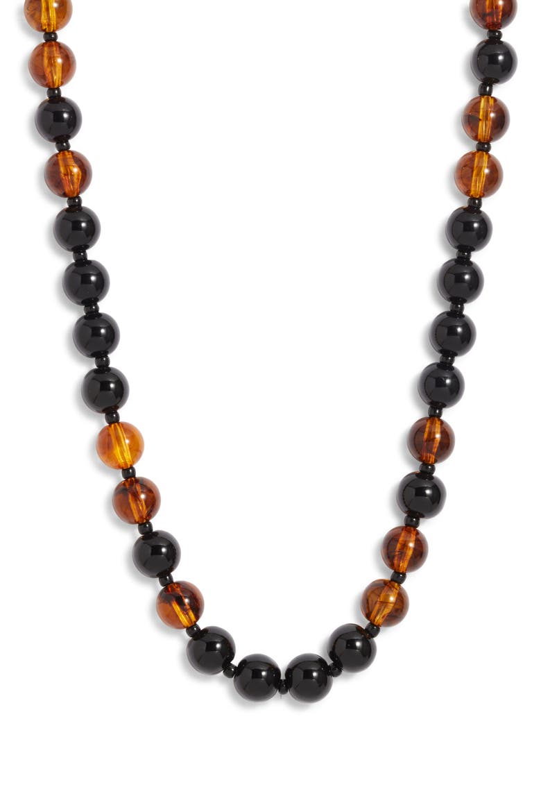 Round Beaded Necklace, Main, color, BROWN- BLACK- GOLD