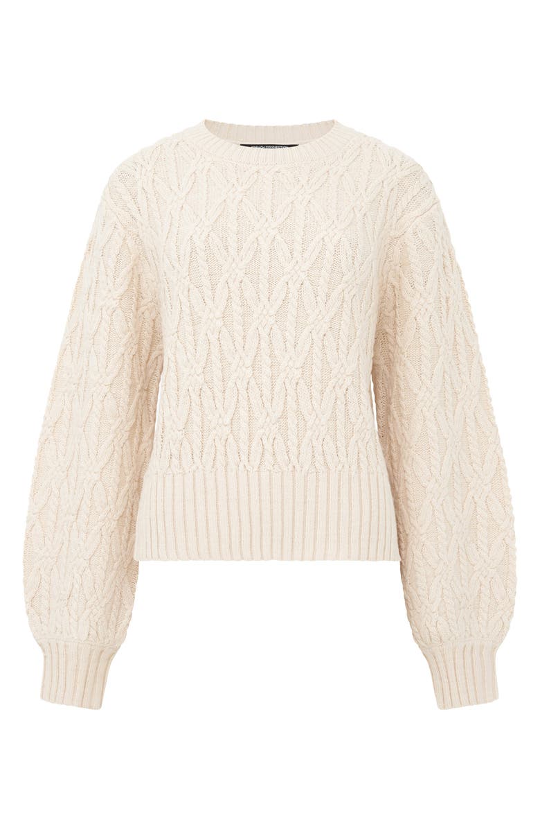 French Connection Layon Jini Cable Crewneck Sweater, Alternate, color, Classic Cream